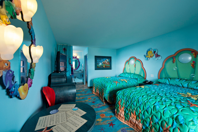 Guests at Disney's Art of Animation Resort are invited to slumber in Ariel's colorful retreat at Guests at Disney's Art of Animation Resort are invited to slumber in Ariel's colorful retreat at