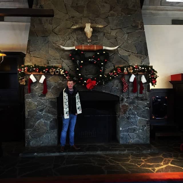 David models the festive garlands on display in the Cheyenne.