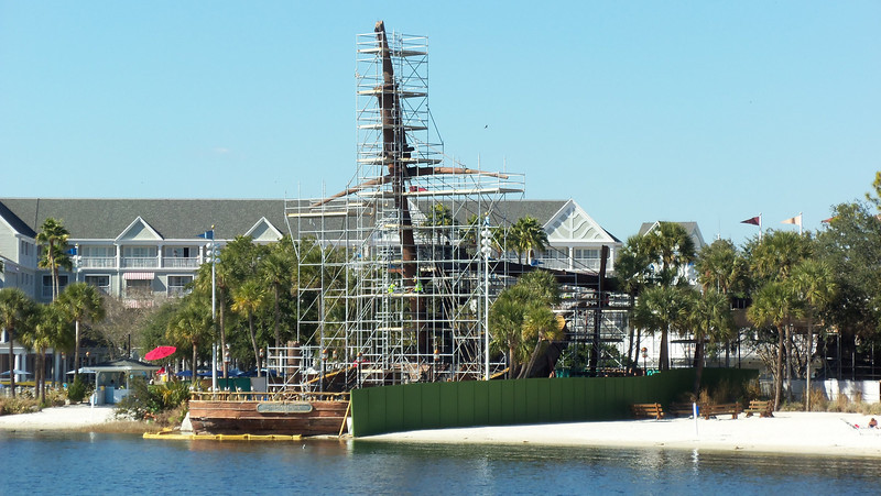 Construction on the pirate slide at Yacht and Beach Club Construction on the pirate slide at Yacht and Beach Club