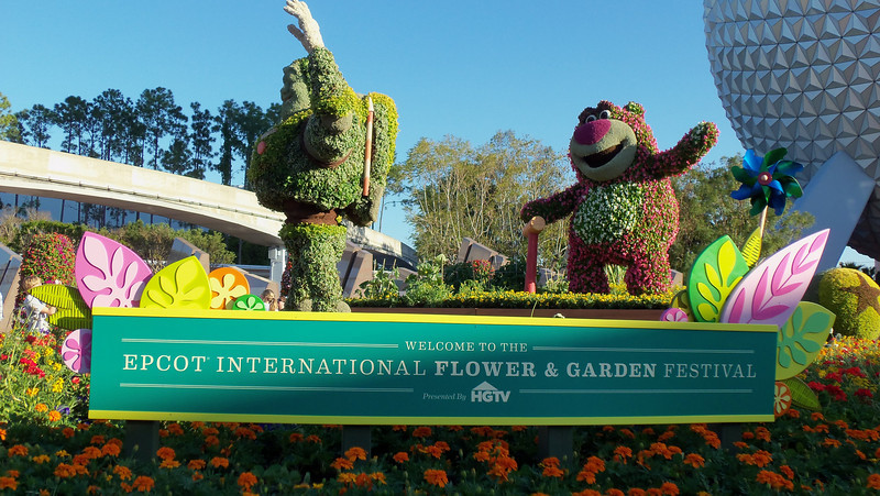 New Toy Story topiaries in front of the park