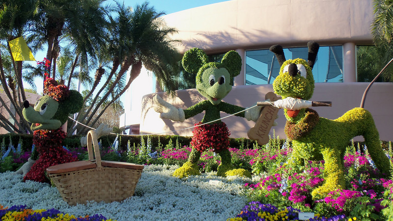 New Mickey and friends topiary near the entrance