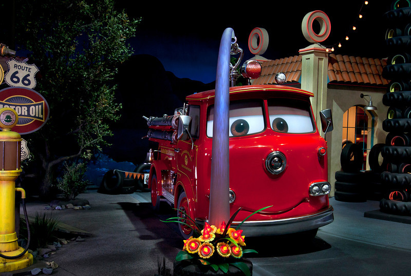 RED IN RADIATOR SPRINGS RACERS -- Cars Land features three immersive family attractions showcasing characters and settings from the Disney-Pixar film, 