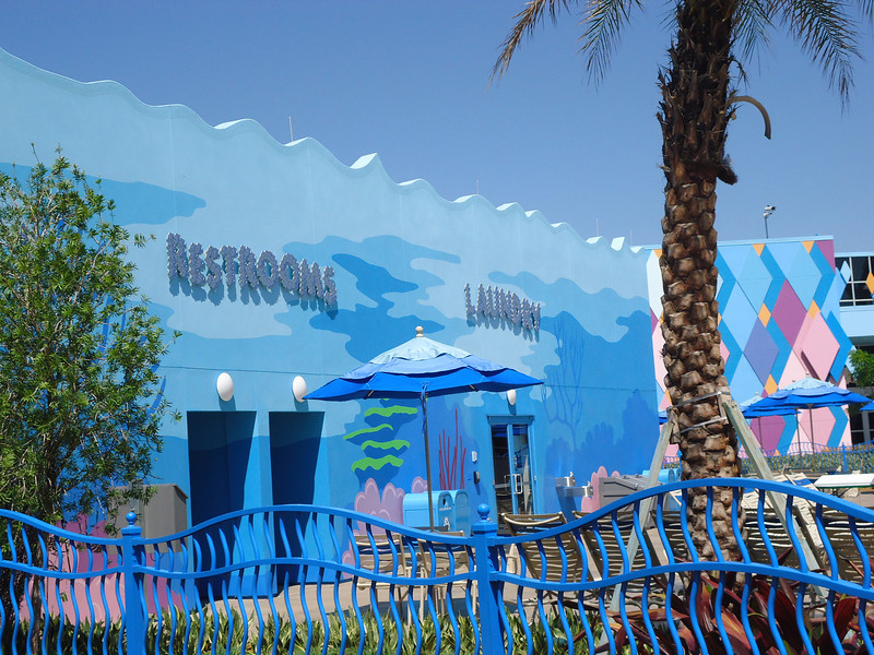 Restroom and Laundry signs made up of little fish Restroom and Laundry signs made up of little fish