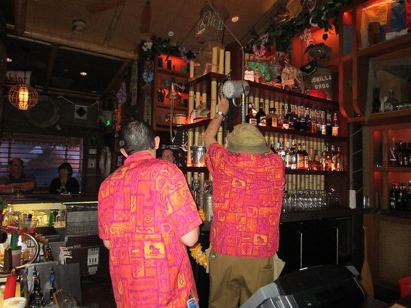 Anytime someone ordered a Mosquito Mojito (Strawberry rum, organic agave nectar, falernum, mint and freshly squeezed lime juice, topped with soda water), the bartender put on a bee keeper's mask and sprayed 