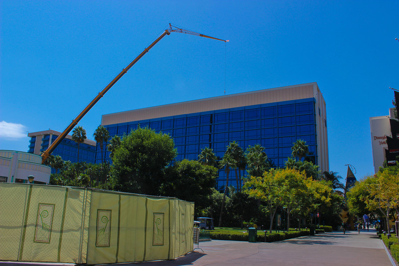 Heavy construction work on the Disneyland Hotel. Heavy construction work on the Disneyland Hotel.