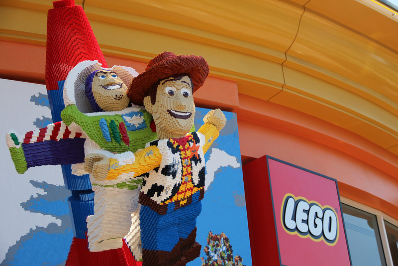 Replicas of Buzz and Woody are among the impressive models displayed on the exterior of the new Lego store.