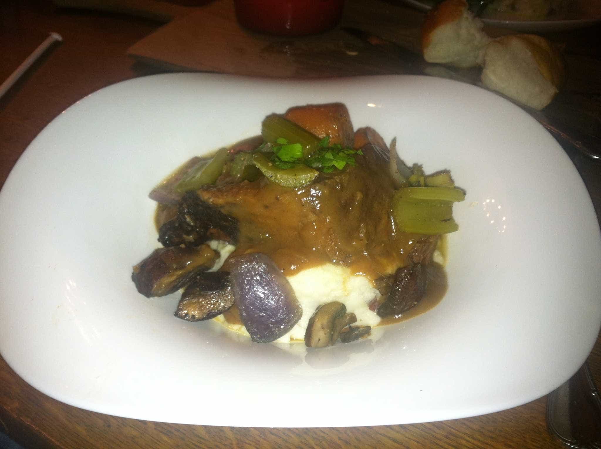 The New England Pot Roast at Liberty Tree Tavern. (The author is not a professional food photographer.)
