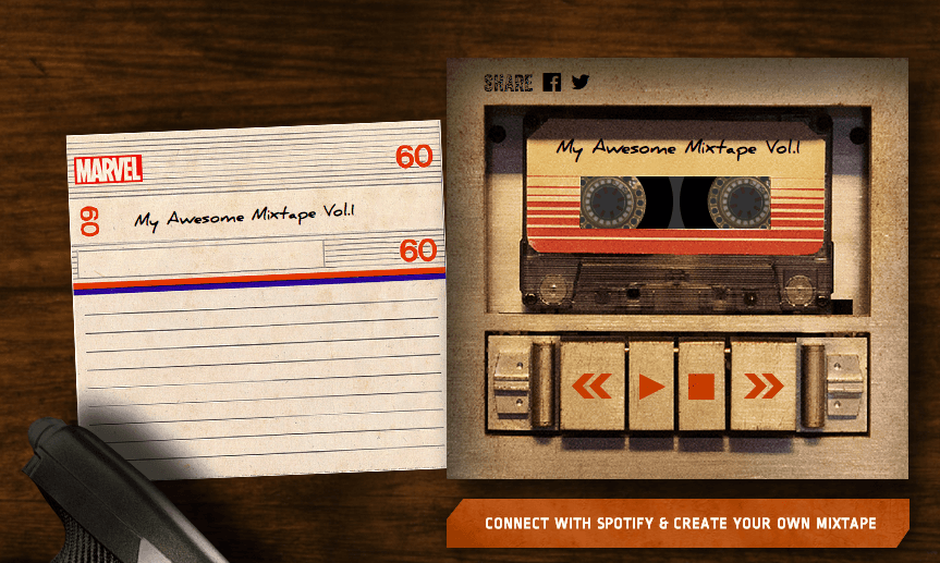 My Awesome Mix, Vol. 1 connects you with Spotify to make your own classic mix tape.