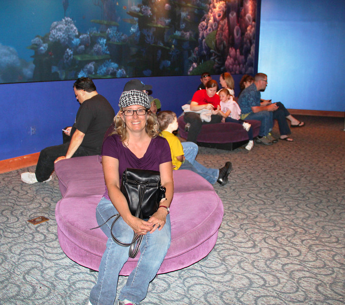 Fans of 'Turtle Time with Crush' know that the only seating in the pre-show vestibule has been the floor. Recently several 'totally awesome' couches have been added. These new couches are similar in design to the new couches located in the Animation Academy's central foyer. Although still inadequate in quantity, this addition is clearly appreciated by Crush's visitors. Dude!