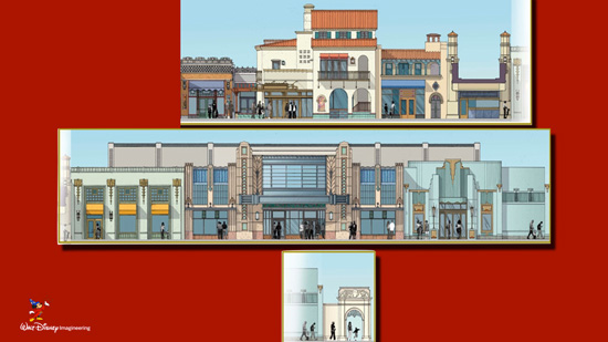 Rendering of the East Side of Buena Vista Street at Disney California Adventure Park